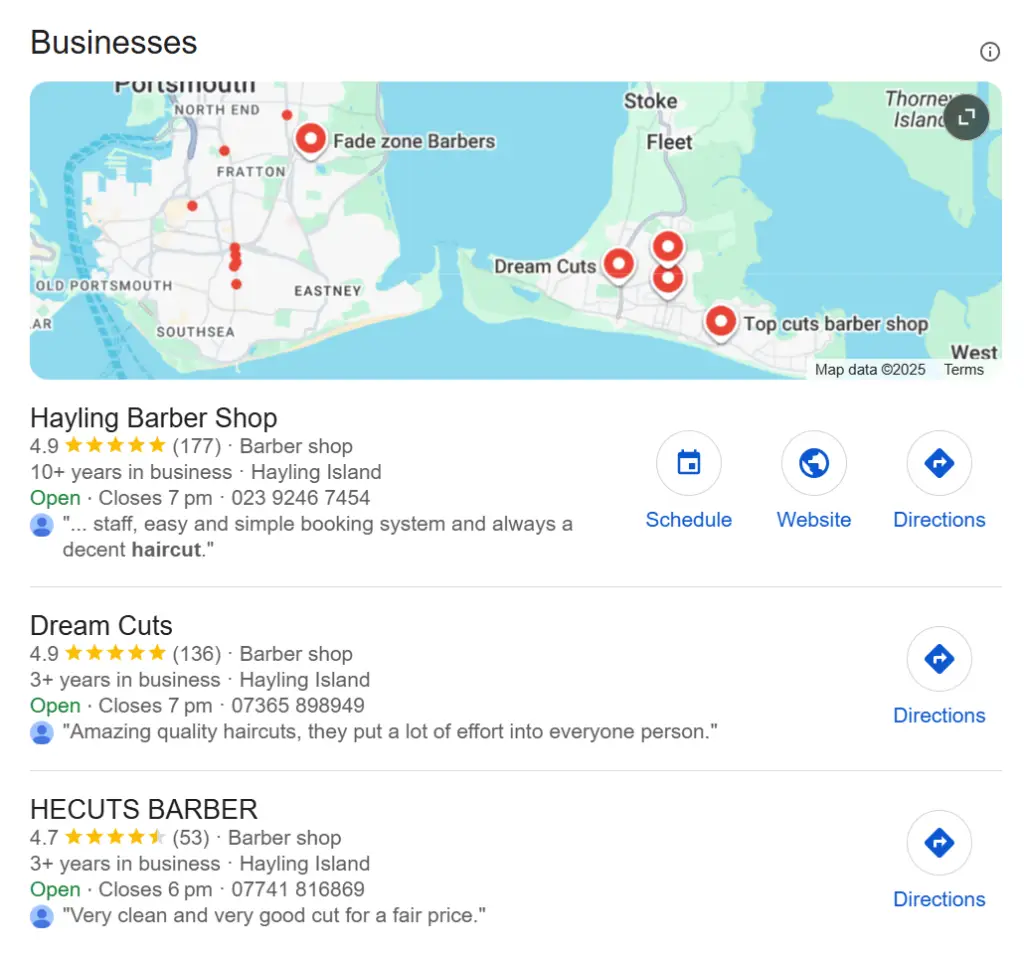 Seo For Hairdressers 3 Hairdresser Local Pack Example
