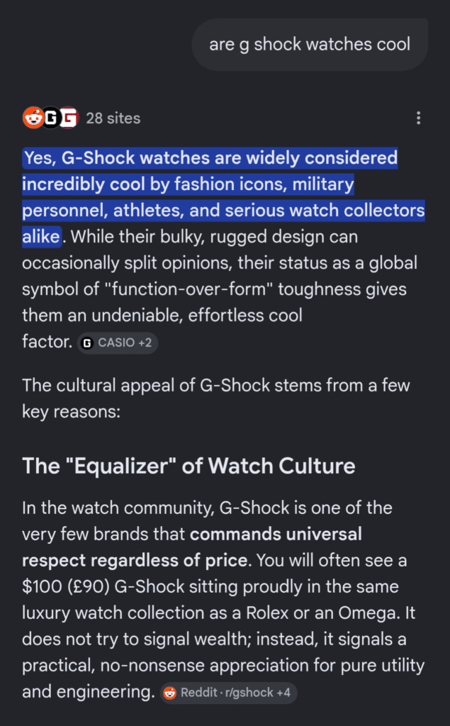 Why Brand Awareness Is Shaping The Future Of Search 4 Google Ai Overview For G-Shock Brand Awareness